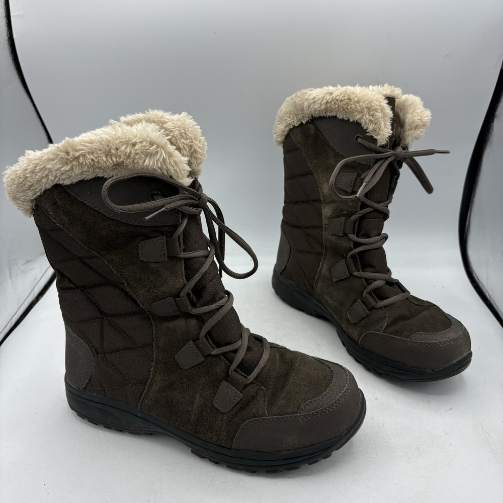 Columbia Boots Womens Size 7 Ice Maiden II Waterproof Winter Snow Brown Leather